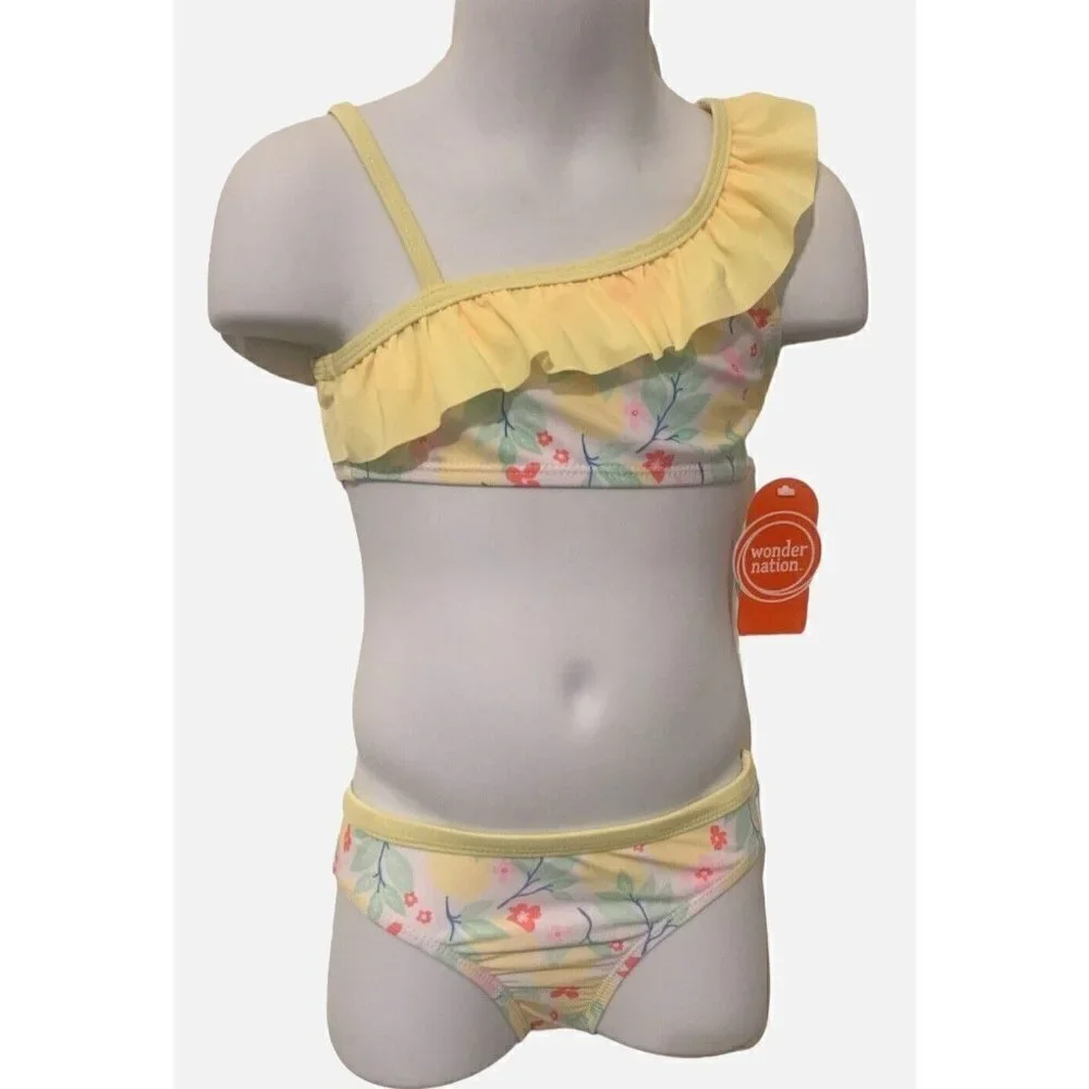 Wonder Nation Infant Toddler Girls 2PC Bikini Swimming Suit Size 2T Yellow Lemon